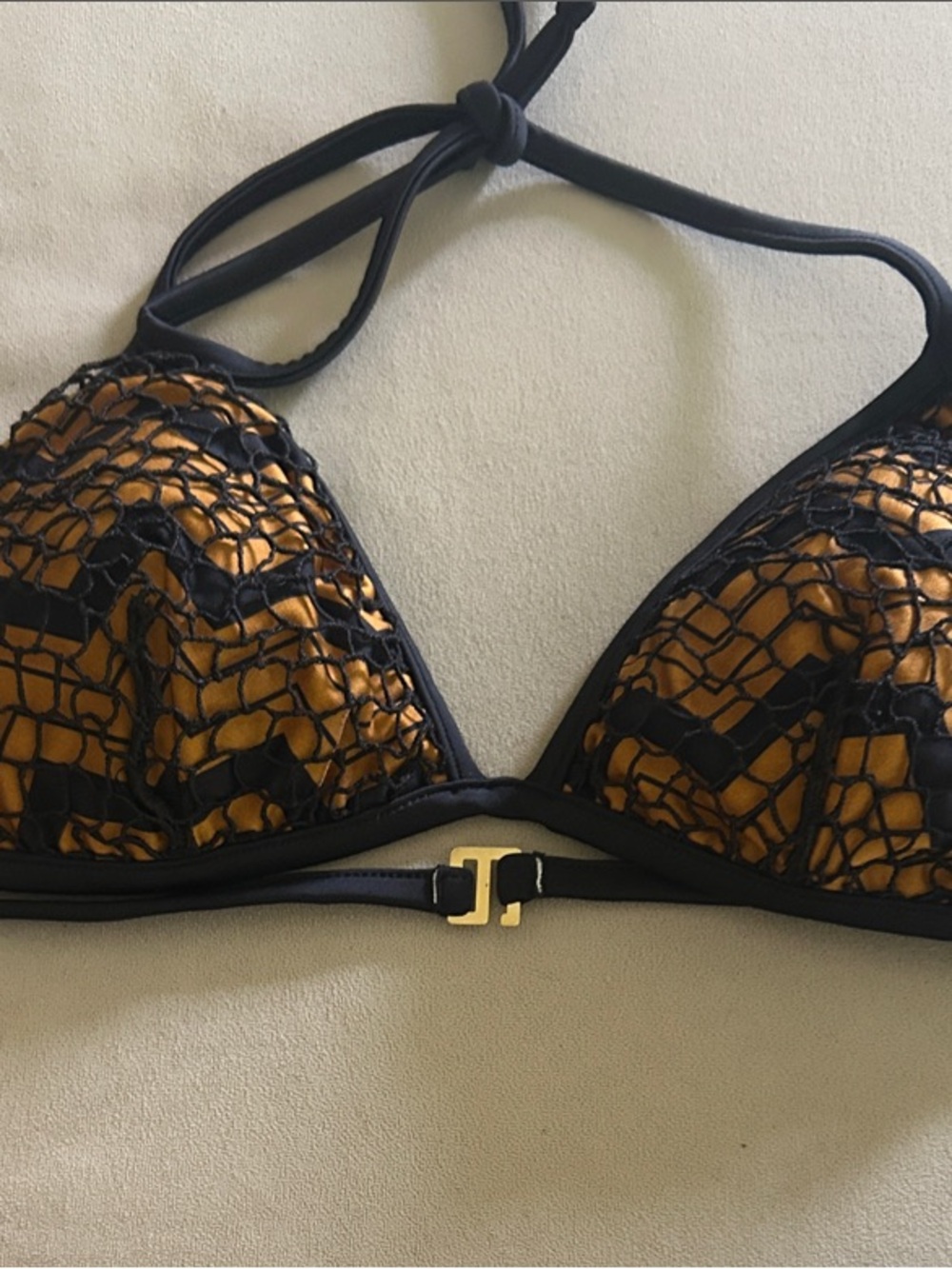 Aqua de Coco Medium Chevron Lace Triangle Bikini TOP NEW